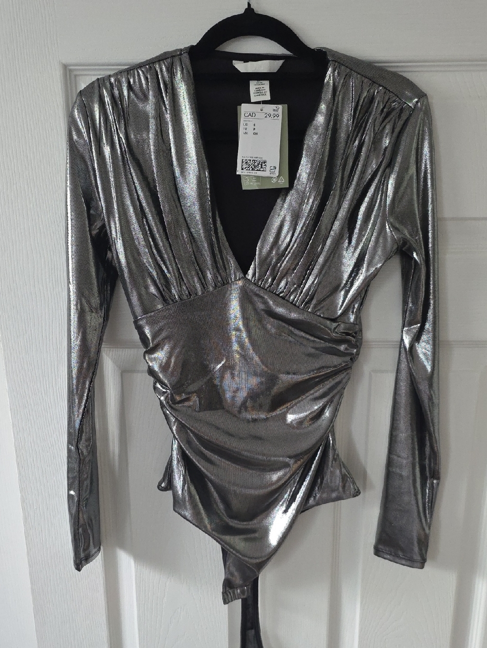 H&M Metallic Silver Bodysuit